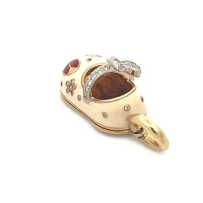 Aaron Basha Shoe Charm Diamond Enamel 18k Gold Lady Bug • $1899