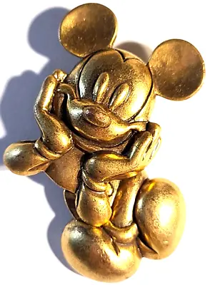 Vintage Stunning Gold Tone Mickey Mouse Pin Brooch~signed: Disney • $14.99