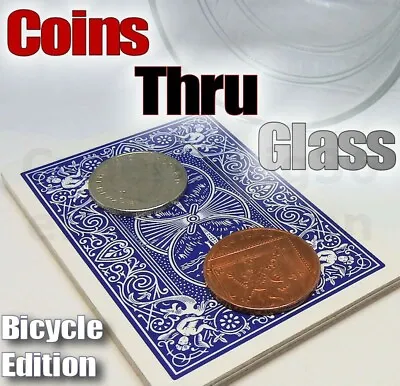 £14.99 • Buy Coin Through Glass Blue Deck Edition Gimmick Money Magic Trick See Demo Bicycle