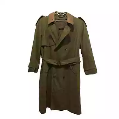 Melka Classic Trench Coat Alexandre London Men's Size 44 Vintage Wool Blend Spy • $129.97