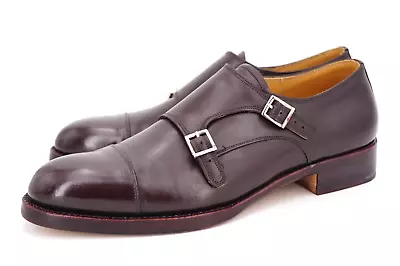 New With Box | $690 Vass Uk 8.5 Us 9.5 Eu 42.5 Double Monk Strap Oxblood F Last • $350