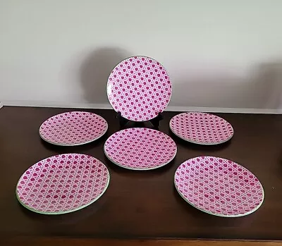 Cynthia Rowley Melamine Preppy Pink  9  Plates Set Of 6 • $20
