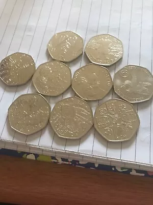 Job Lot Of 9 50p Coins Uncirculated Inc Isle Of Man. • £12