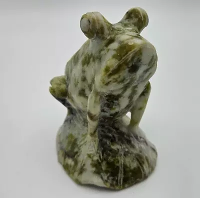 Vintage Hand-Carved Green Soapstone Frog /Toad Figurine 4 1/4  Tall • $29.99