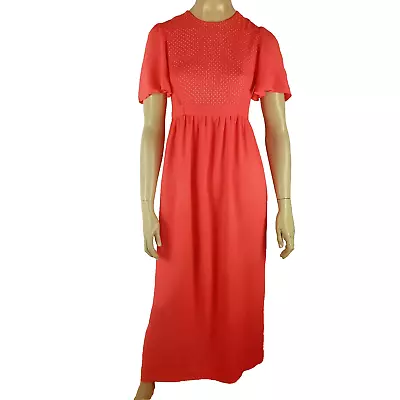 BINDI Of Melbourne Vintage Ladies Size 10 Dress Orange 70s Maxi Prairie Retro • £46.22