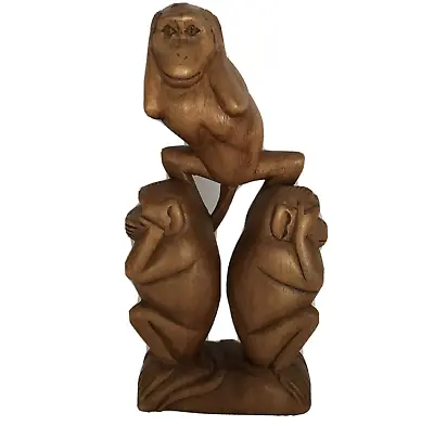 MCM Monkey Art Sculpture Wood Figure See No Evil Retro Decor 70s Hand Carved • $19.50