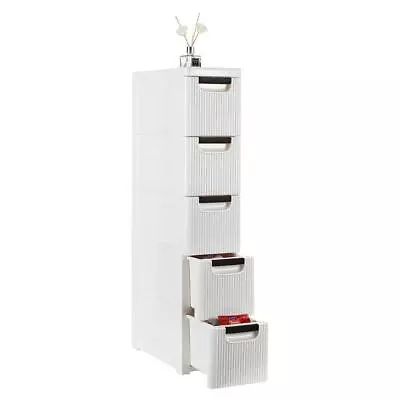 5-Tire Rolling Cart Organizer Unit With Wheels Narrow Slim Container Cabinet • $42.99