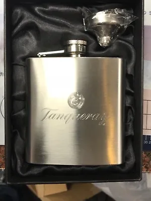 TANQUERAY GIN Logo HIP FLASK 6oz Stainless Steel NEW In Gift Box • £15.44