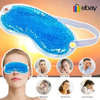 Gel Bead Heating Cooling Sleep Mask Reusable Hot Cold Ice Pack Puffy Dry Eyes UK • £3.70