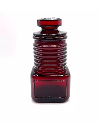 Vintage Wide Mouth Ribbed Ruby Red Wheaton Bottle W/ Original Stopper • $26.99