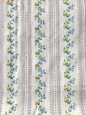 NEW Vintage Blue Purple Floral Stripe Cotton Pillow TICKING FABRIC ~ 3 1/4 Yds • $34.99