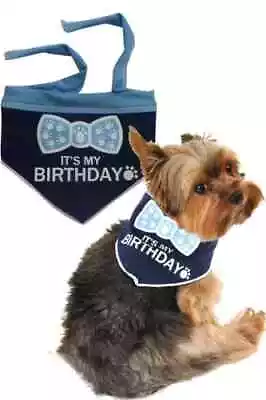 Its My Birthday Bow Tie Dog Scarf - Navy • $9.99