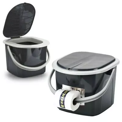 15.5L Portable Toilet Bucket WC Camping Detachable Seat Lid Handle Festival HQ • £25.99