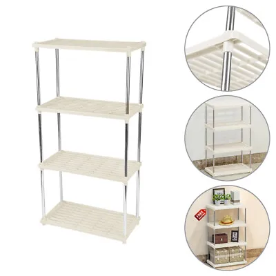 £18.74 • Buy 4 Tier Storage Rack/Shelving Silver Wire Shelf Kitchen Office Stand Units Metal