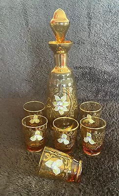 Vintage Venetian Murano Decanter Set With 6 Small Glasses • $39.95