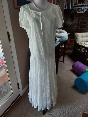 Vtg Jessica McClintock Victorian Wedding Lace Tea Bridal Gatsby Dress • $69.99