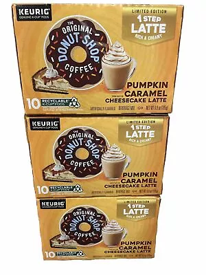 3x The Donut Shop Pumpkin Caramel Cheesecake Latte 10 Keurig K Cups Pods 06/2024 • $33