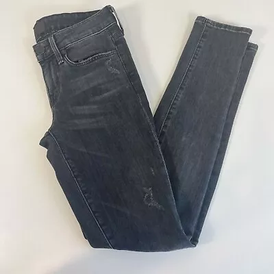 Vince Dylan Skinny Jeans Womens Size 24 Destructed Black Low Rise Dark Denim Y2K • $26