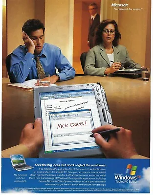 2003 Microsoft Windows XP Tablet PC Edition Big Ideas Vintage Print Ad/Poster • $11.90