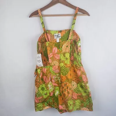 Vintage 1960s Paradise Hawaii Green Orange Floral Bathing Swimsuit Size 16  New  • $90