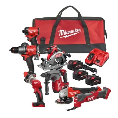 Milwaukee M18FPP7A3-503B 18v 7 Piece Tool Set 3 X 5.0ah Batteries Charger + Bag • £1600