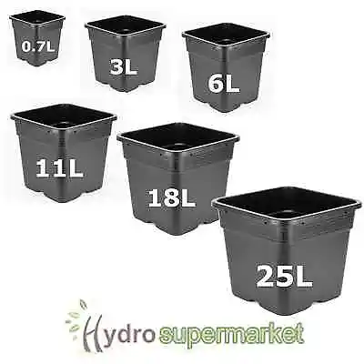 £6.99 • Buy Square Black Plant Pots 0,7l,3l,6l,11l,18l,25l Soil-coco-hydro (atami Wilma)