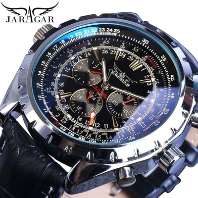 Jaragar Automatic Mechanical Calendar Sport Watches Pilot • £155.70