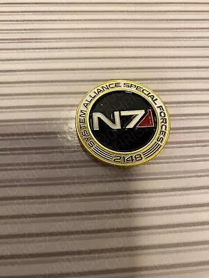 Mass Effect Premium Shepard N7 Enamel Gold Plated Coin Emblem Ingot Figure • $33.99