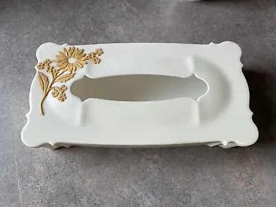 Schwarz Bros Ivory Plastic Tissue Box Holder Vintage Mid Century Floral • $18.99