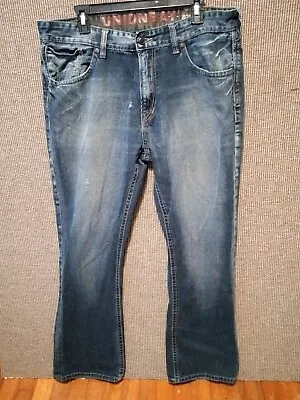 Union Bay Jeans Men 38x32 Factory Distressed Denim Boot Cut • $14.50