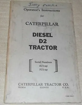 Cat Caterpillar D2 Tractor Dozer Operation & Maintenance Manual Book 4u 5u • $69.99