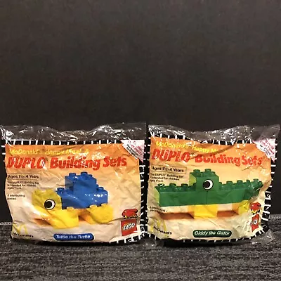 2 Vtg Mcdonalds Happy Meal Toy Duplo Lego Giddy Gator Tuttle The Turtle Polybags • $11.99