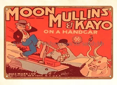 MARX WIND-UP MOON MULLINS KAYO HANDCAR TOY Tin Sign Living Room  Wall Art • $18.89