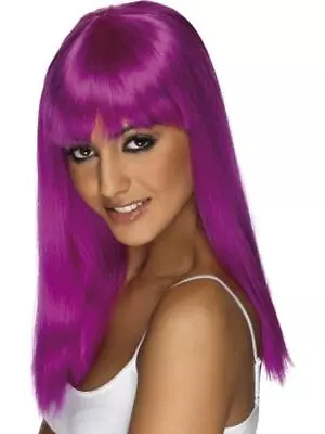 Long Straight Neon Purple Glamourama 80's Punk Rock Adult Costume Wig • $14.99