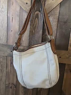 Vintage Fossil Tan Camel Neutral Cream  Leather Purse Bag Crossbody  Classic • $29.95