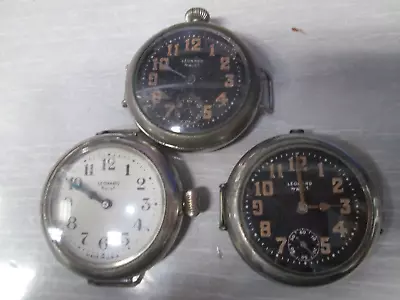 Vintage Lot Of 3 Leonard Wrist Black & White Dial Watches • $9.99