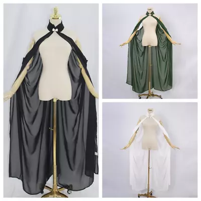 Womens Wedding Dress Cape Hot Chiffon Sheer Mesh Halter Elf Elven Cloak Shawl • $14.73