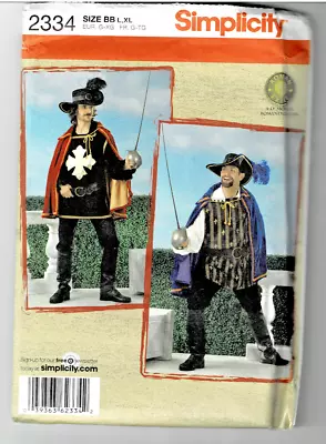 Mens Cape Musketeer Boots Simplicity Pattern 2334 Costume Cosplay Sz BB L XL • $12.95