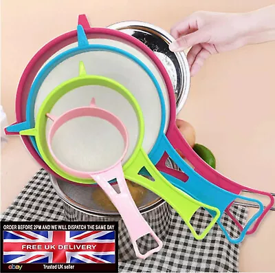 £4.99 • Buy 4Pcs Red Small Plastic Mesh Scoop Strainer Food Sieve Colander Kitchen Basket