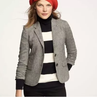 J.CREW $168 Classic Schoolboy Wool Silk Blazer Jacket Top Donegal Tweed Size 2 • $49.99