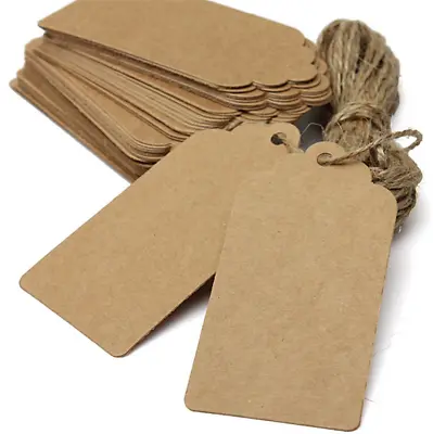 100PCS Manilla CARD LUGGAGE Gift TAGS ON STRING Tie On Label Travel Suitcase Bag • £3.78