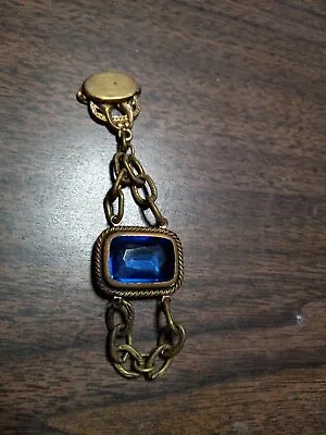 Vintage Sapphire Brass Watch Fob • $25