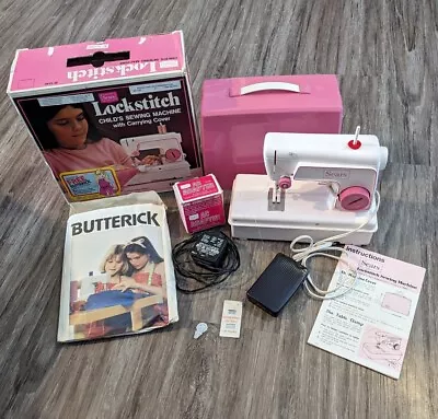 Vintage Sears Lockstitch Child’s Sewing Machine W/ Storage Case In Original Box • $29.99