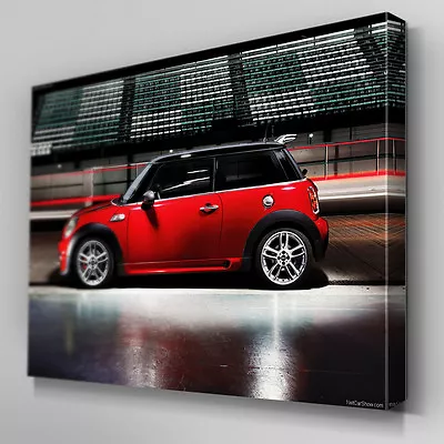 Cars244 Red Mini Cooper Stadium Photo Canvas Art Ready To Hang Picture Print • £44.99