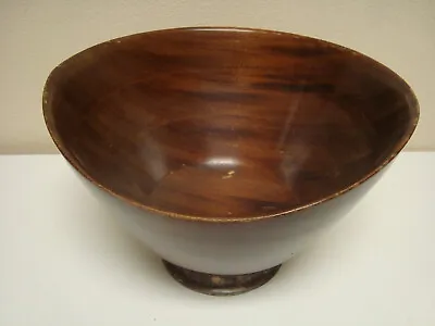 Mahogany Wood Salad Bowl Hallmark Silversmiths Sterling Silver  Base • $35