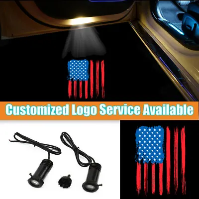 $17.09 • Buy 2pcs American Flag Logo Wired Car Door LED Welcome Projector Light For Chevrolet