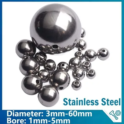 A2 Stainless Steel Round Spacer Beads Silver With Hole Dia 3mm - 60mm DIY Craft  • $167.09