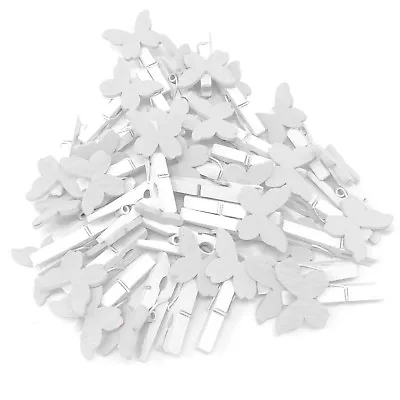 30mm Mini Clothes Pegs With 20mm Butterflies Craft For Shabby Chic Wedding Decor • £15.39