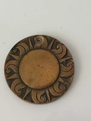 VINTAGE '60s SWITZERLAND BRASS SUN DISC MEDALLION PENDANT KEY FOB  • $24.99