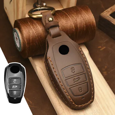 Genuine Leather Car Smart Remote Key Case Cover Holder For VW Touareg 2010-2018 • $29.80